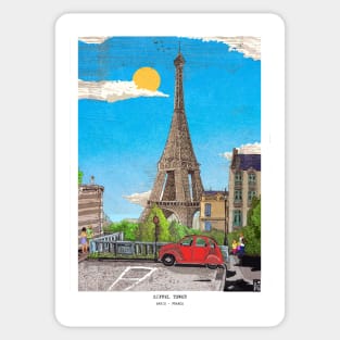 Eiffel Tower Paris France Cityscape Illustration Art Sticker